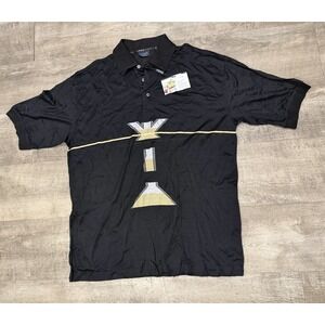 Vtg Como Sport Black Geometric Design Golf Polo Shirt Mens XL